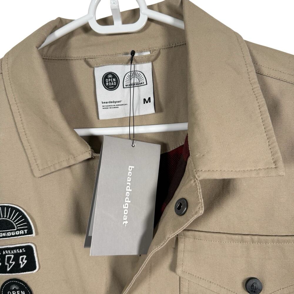 Bearded Goat Khaki Canvas Utility Jacket Flannel Lined Utility Outdoor Size M - Picture 4 of 12